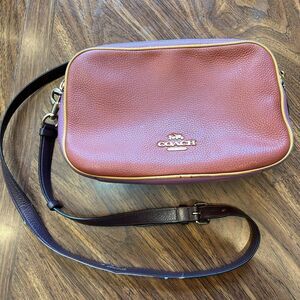 Coach Jes Plum Coral Colorblock crossbody Double Zip READ DESC